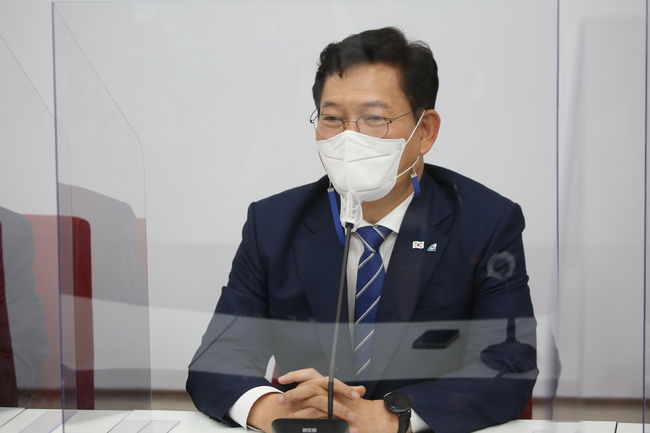 ▲ 더불어민주당 송영길 신임 당대표가 발언하고 있다.