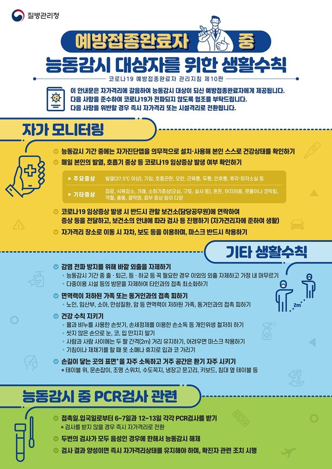 ▲ 예방접종완료자 대상 능동감시 안내문 (이미지=질병관리청)