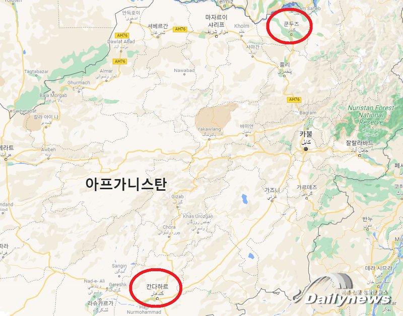 ▲ 10월 15일(현지 시각) 칸다하르 지역에서 일어난 금요예배 테러는 앞서 8일(현지 시각) 쿤두즈에서 일어난 금요예배 테러가 발생한 지 불과 한 주 만에 일어난 사건이다/사진 구글 지도에서 발췌