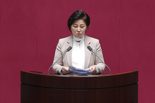 12월 8일 제410회국회(정기회) 제14차 본회의에서 법률안 제안설명 및 심사보고를 하고 있는 남인순 국회의원.