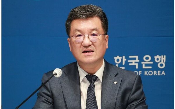 김웅 한국은행 부총재보가 지난달 22일 한국은행에서 열린 경제전망 설명회에서 발언하고 있다. 사진=한국은행