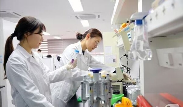 HLB 연구원이 후보물질 분석을 하고 있다. 사진=HLB제공 
