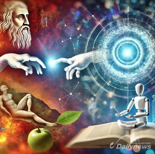 성경의 창세기 개념과 현대 AI 기술을 창의적으로 결합한 이미지-데일리뉴스 제공