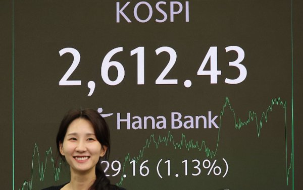 삼성전자 주가가 28일 4% 가까이 오르며 코스피 지수 상승을 이끌었다. 사진은 28일 오후 서울 중구 하나은행 본점 딜링룸. 사진=연합뉴스